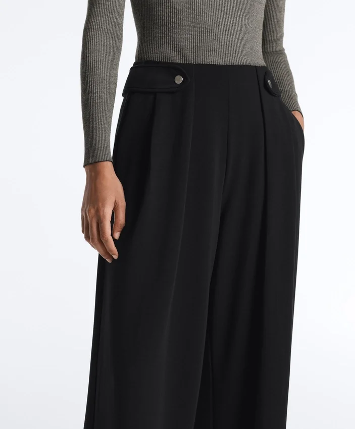 Soft-Touch Modal Wide-Leg Trousers with Pleat Waist Detail Soft-Touch Modal Wide-Leg Trousers with Pleat Waist Detail