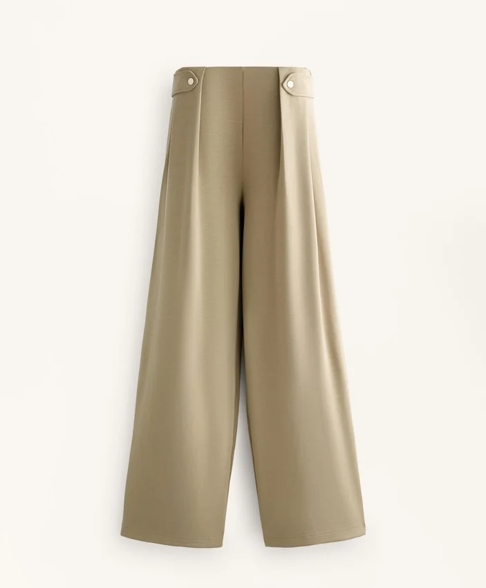 Soft-Touch Modal Wide-Leg Trousers with Pleat Waist Detail Soft-Touch Modal Wide-Leg Trousers with Pleat Waist Detail