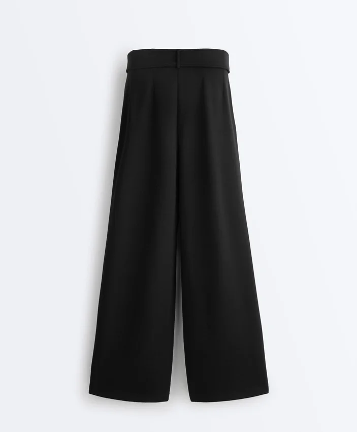 Soft-Touch Modal Wide-Leg Trousers with Pleat Waist Detail Soft-Touch Modal Wide-Leg Trousers with Pleat Waist Detail