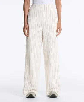 Soft Touch Pinstripe Wide Leg High Rise Trousers