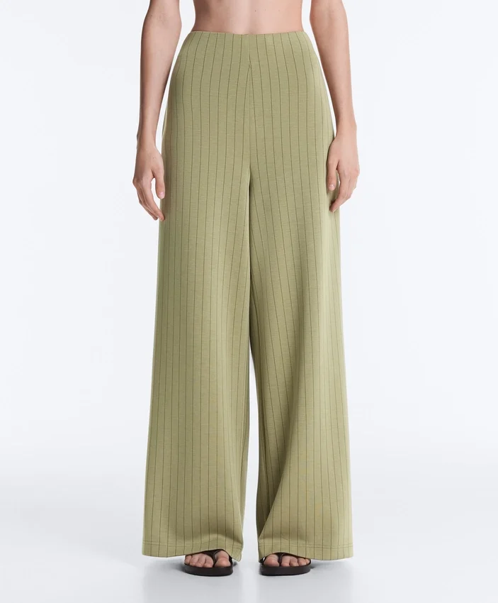 Soft Touch Pinstripe Wide Leg High Rise Trousers Soft Touch Pinstripe Wide Leg High Rise Trousers