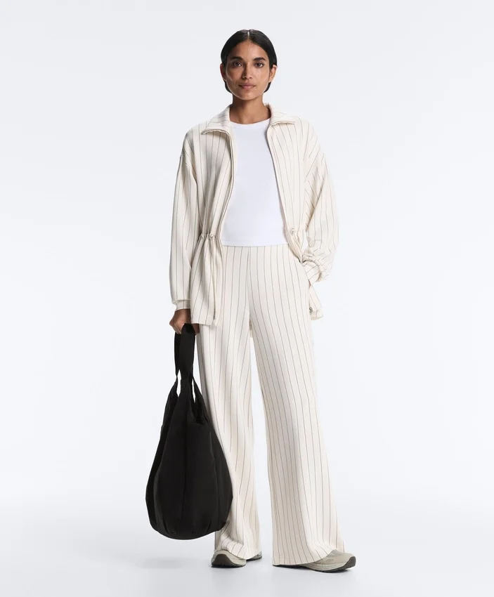 Soft Touch Pinstripe Wide Leg High Rise Trousers Soft Touch Pinstripe Wide Leg High Rise Trousers