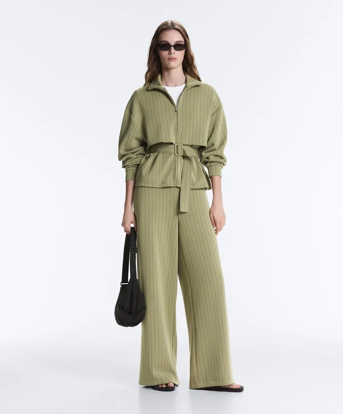 Soft Touch Pinstripe Wide Leg High Rise Trousers Soft Touch Pinstripe Wide Leg High Rise Trousers
