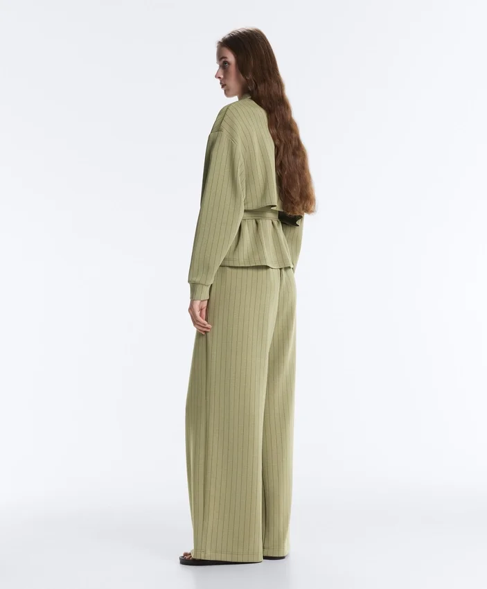 Soft Touch Pinstripe Wide Leg High Rise Trousers Soft Touch Pinstripe Wide Leg High Rise Trousers