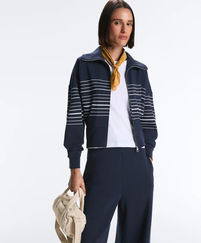 Soft-Touch Striped Sailor Jacket with Modal Soft-Touch Striped Sailor Jacket with Modal
