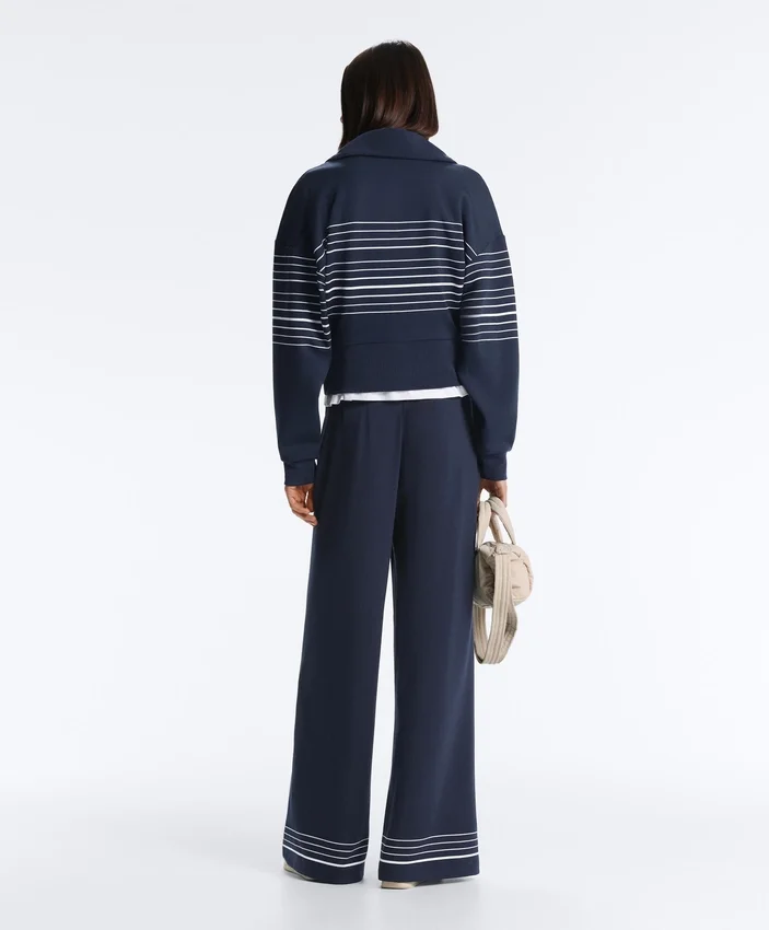 Soft-Touch Modal Trousers with Sailor Stripe Detail Soft-Touch Modal Trousers with Sailor Stripe Detail