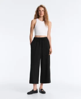 Soft-Touch Wide-Leg Crop Trousers with Modal