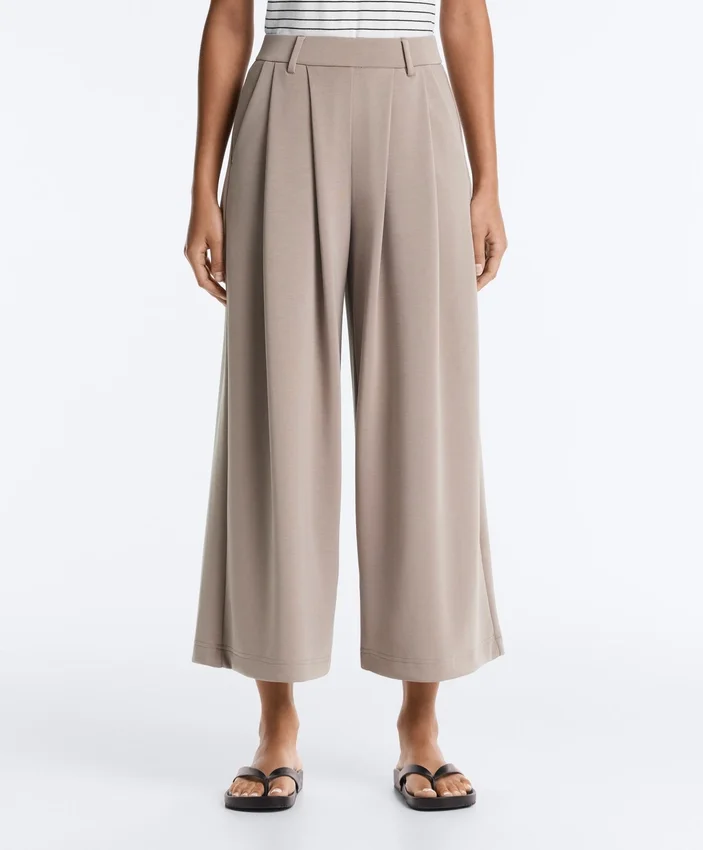 Soft-Touch Wide-Leg Crop Trousers with Modal and Pleats Soft-Touch Wide-Leg Crop Trousers with Modal and Pleats