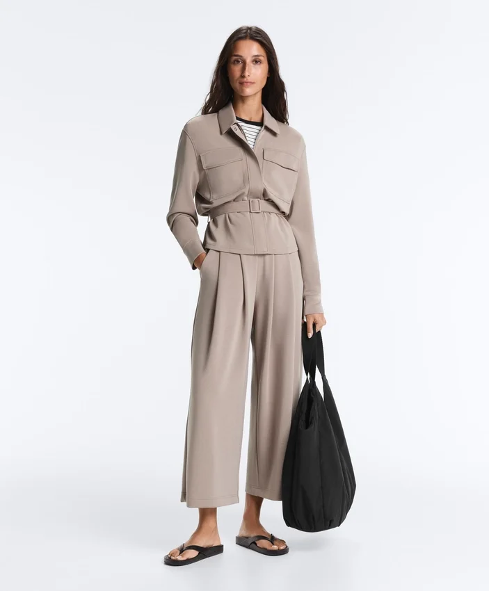 Soft-Touch Wide-Leg Crop Trousers with Modal and Pleats Soft-Touch Wide-Leg Crop Trousers with Modal and Pleats