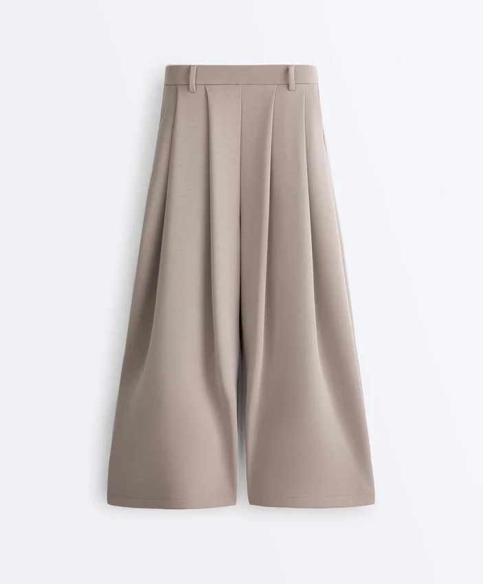 Soft-Touch Wide-Leg Crop Trousers with Modal and Pleats Soft-Touch Wide-Leg Crop Trousers with Modal and Pleats