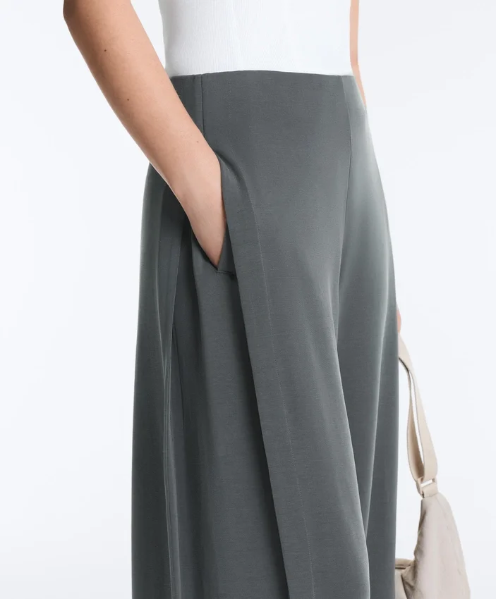 Soft-Touch Wide-Leg Trousers with Side Pleat and Modal Soft-Touch Wide-Leg Trousers with Side Pleat and Modal