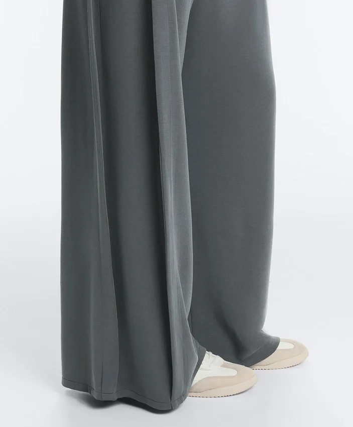 Soft-Touch Wide-Leg Trousers with Side Pleat and Modal Soft-Touch Wide-Leg Trousers with Side Pleat and Modal