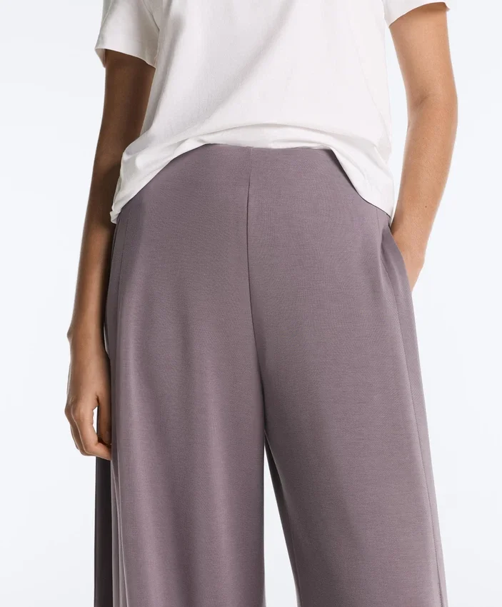 Soft-Touch Wide-Leg Trousers with Side Pleat and Modal Soft-Touch Wide-Leg Trousers with Side Pleat and Modal