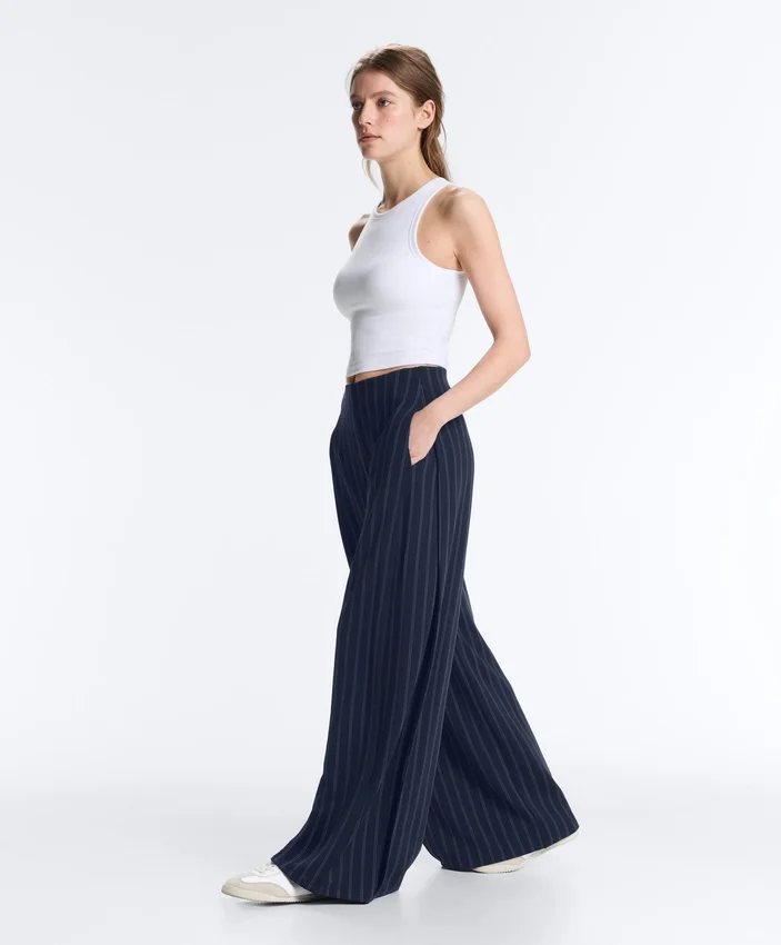 Soft-Touch Wide-Leg Trousers with Side Pleat and Modal Soft-Touch Wide-Leg Trousers with Side Pleat and Modal