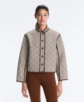 Stand-Up Collar Jacket with Contrast