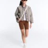 Stand-Up Collar Jacket with Contrast