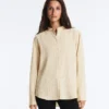 Stand-Up Collar Modal Blend Striped Shirt Stand-Up Collar Modal Blend Striped Shirt