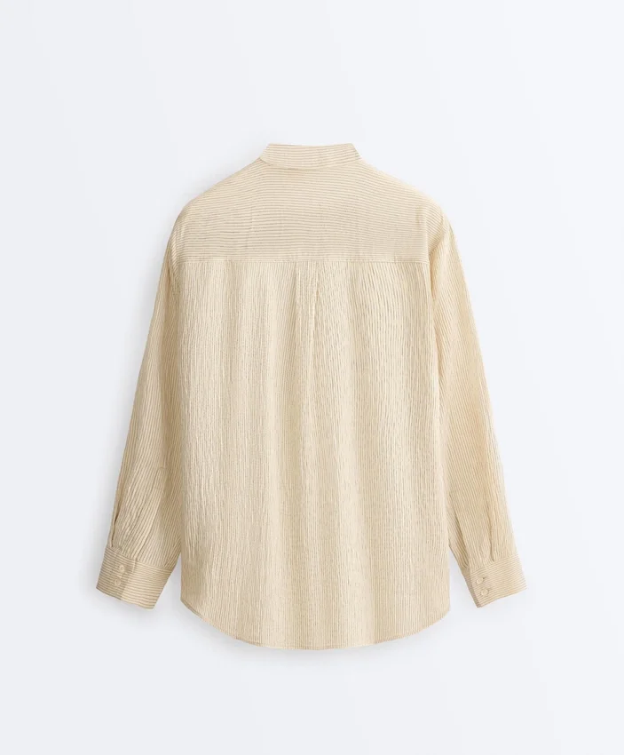 Stand-Up Collar Modal Blend Striped Shirt Stand-Up Collar Modal Blend Striped Shirt