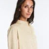 Stand-Up Collar Modal Blend Striped Shirt Stand-Up Collar Modal Blend Striped Shirt