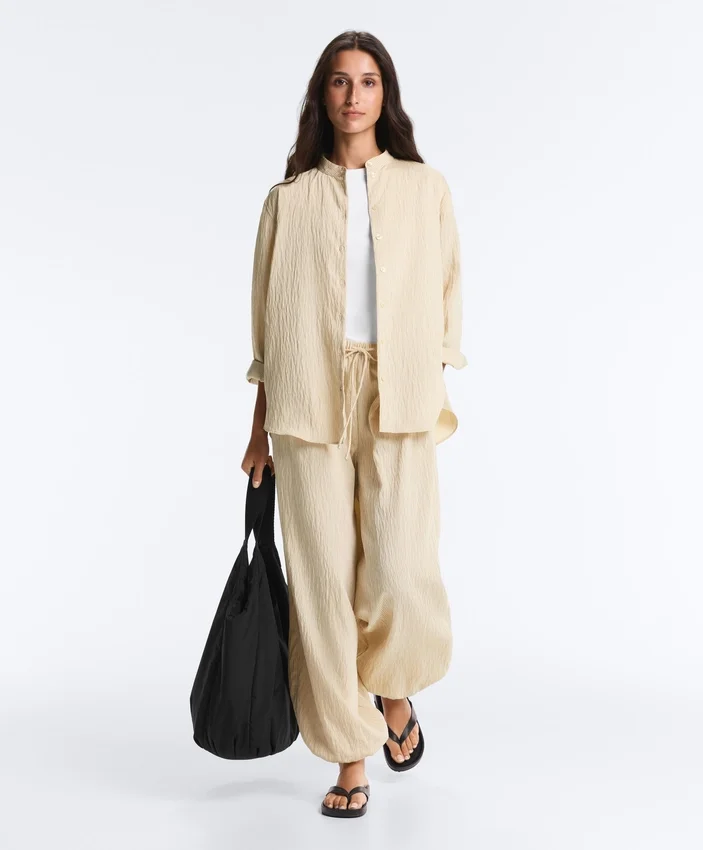 Stand-Up Collar Modal Blend Striped Shirt Stand-Up Collar Modal Blend Striped Shirt
