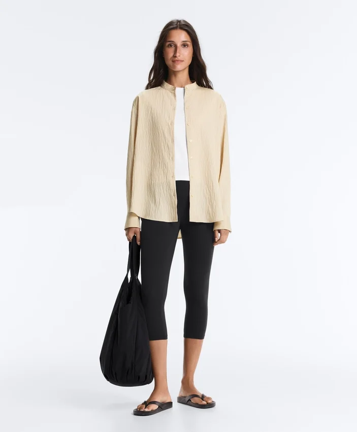Stand-Up Collar Modal Blend Striped Shirt Stand-Up Collar Modal Blend Striped Shirt