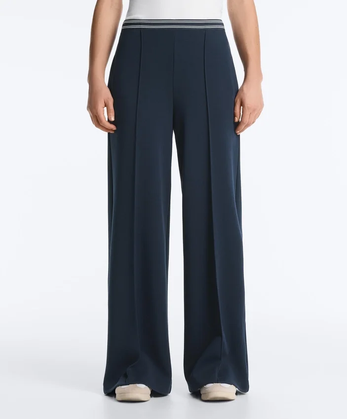 Straight-Leg Piqué Trousers with Cotton and Contrast Piping Straight-Leg Piqué Trousers with Cotton and Contrast Piping