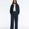 Straight-Leg Piqué Trousers with Cotton and Contrast Piping Straight-Leg Piqué Trousers with Cotton and Contrast Piping