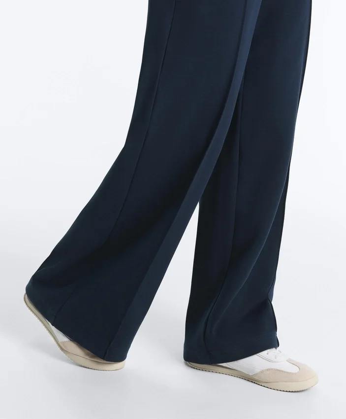 Straight-Leg Piqué Trousers with Cotton and Contrast Piping Straight-Leg Piqué Trousers with Cotton and Contrast Piping