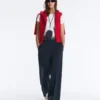 Straight-Leg Piqué Trousers with Cotton and Contrast Piping Straight-Leg Piqué Trousers with Cotton and Contrast Piping