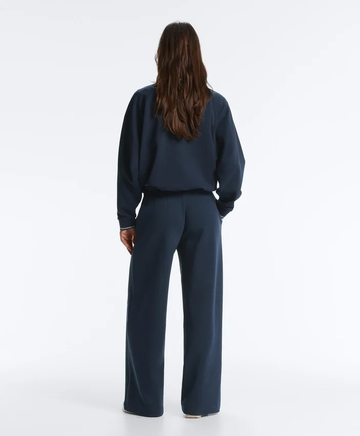 Straight-Leg Piqué Trousers with Cotton and Contrast Piping Straight-Leg Piqué Trousers with Cotton and Contrast Piping