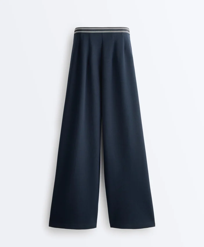 Straight-Leg Piqué Trousers with Cotton and Contrast Piping Straight-Leg Piqué Trousers with Cotton and Contrast Piping