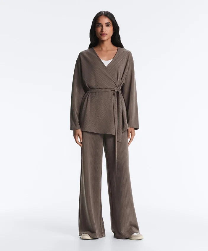 Straight-Leg Trousers with Asymmetric Stripe and Modal Straight-Leg Trousers with Asymmetric Stripe and Modal