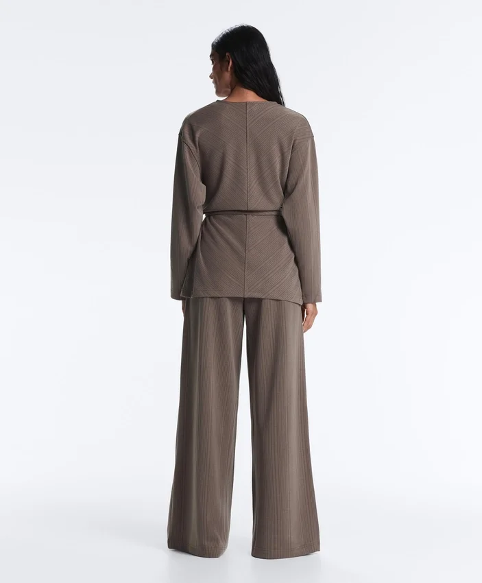Straight-Leg Trousers with Asymmetric Stripe and Modal Straight-Leg Trousers with Asymmetric Stripe and Modal