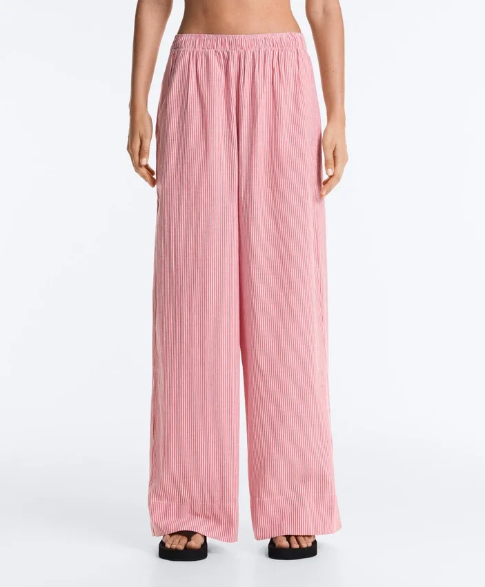 Striped 100% Cotton Straight-Leg Trousers Striped 100% Cotton Straight-Leg Trousers