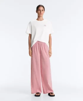 Striped 100% Cotton Straight-Leg Trousers