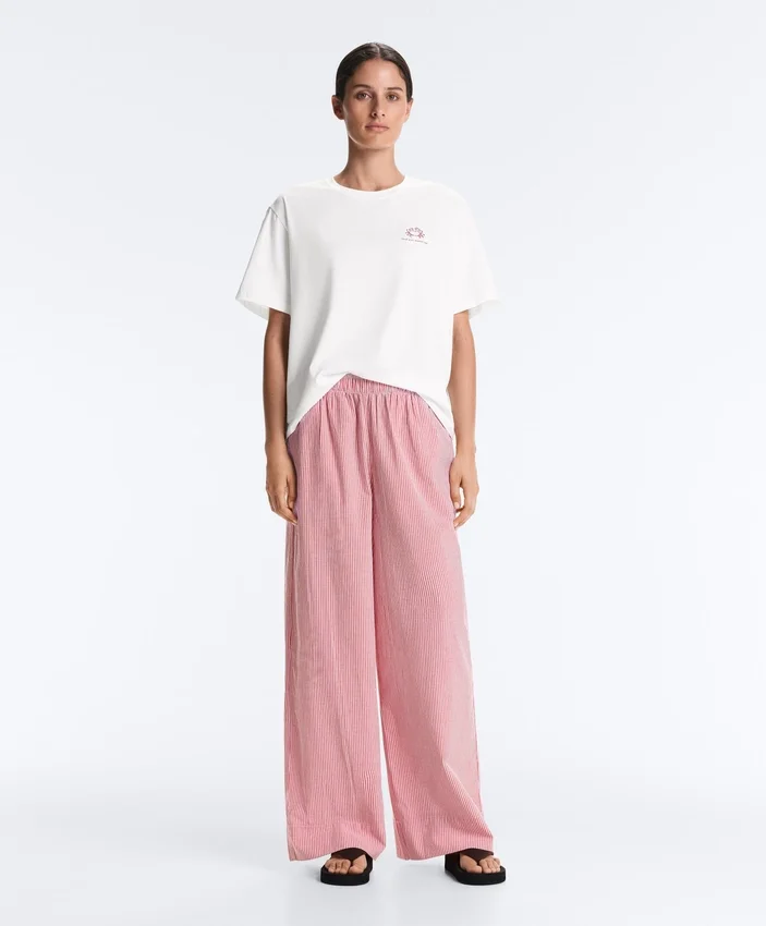 Striped 100% Cotton Straight-Leg Trousers Striped 100% Cotton Straight-Leg Trousers