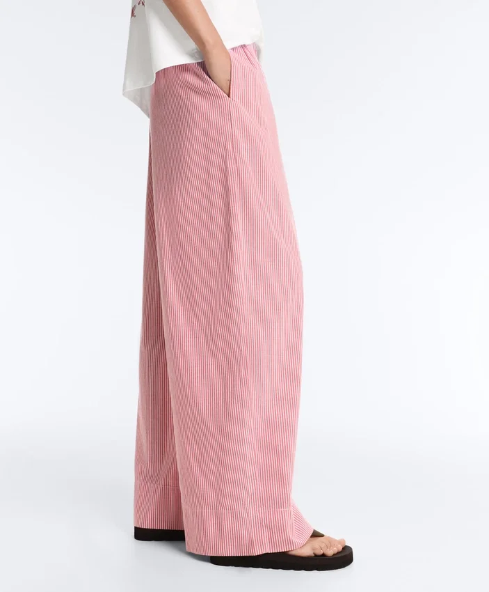 Striped 100% Cotton Straight-Leg Trousers Striped 100% Cotton Straight-Leg Trousers