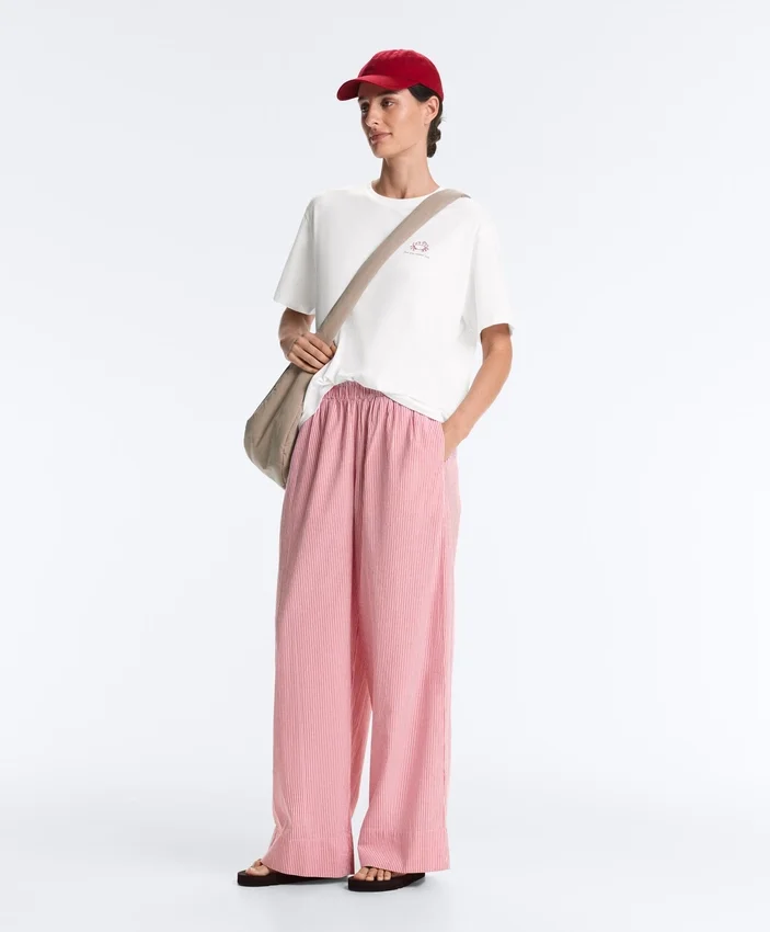 Striped 100% Cotton Straight-Leg Trousers Striped 100% Cotton Straight-Leg Trousers