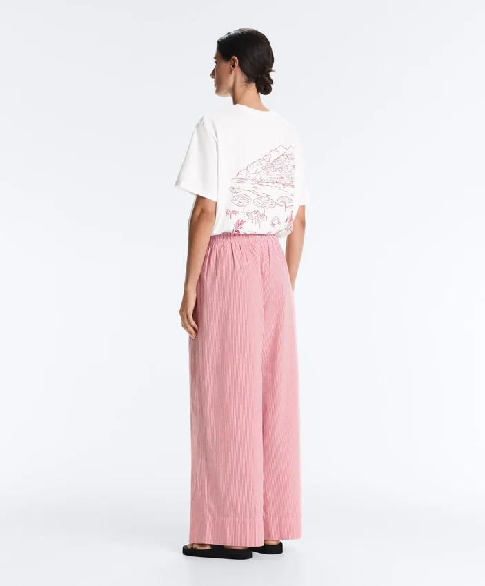 Striped 100% Cotton Straight-Leg Trousers Striped 100% Cotton Straight-Leg Trousers