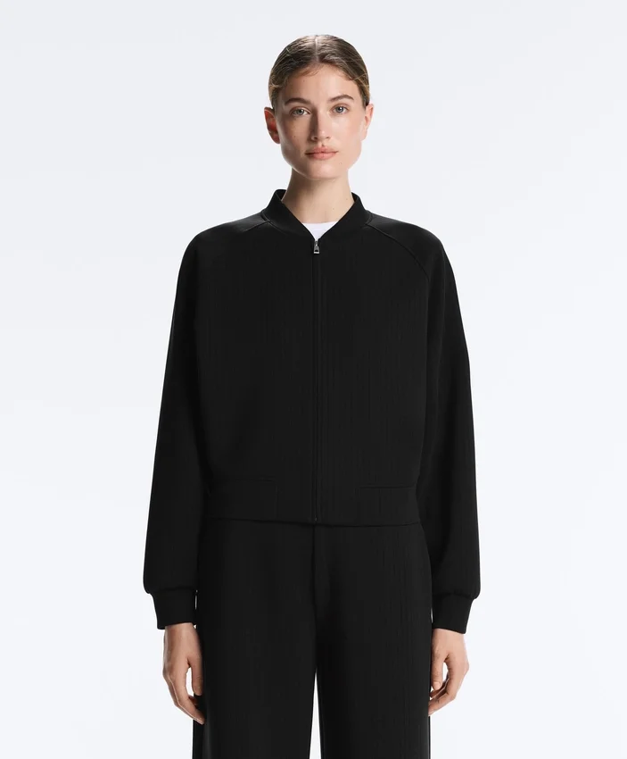 Striped Bomber Jacket with Soft-Touch Modal Striped Bomber Jacket with Soft-Touch Modal
