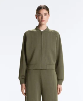 Striped Bomber Jacket with Soft-Touch Modal