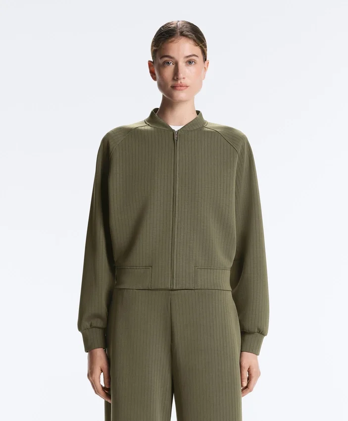 Striped Bomber Jacket with Soft-Touch Modal Striped Bomber Jacket with Soft-Touch Modal