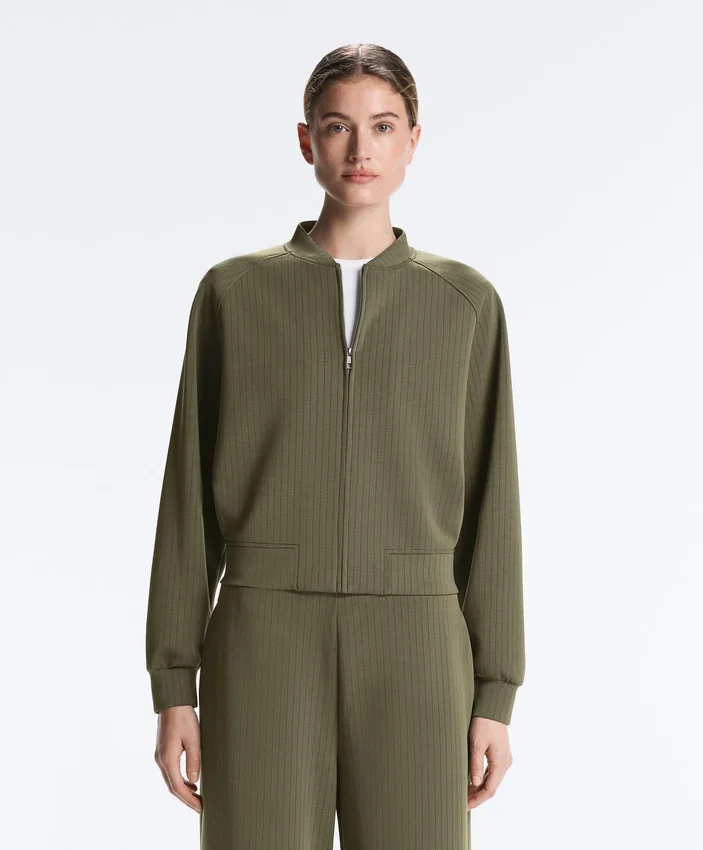 Striped Bomber Jacket with Soft-Touch Modal Striped Bomber Jacket with Soft-Touch Modal