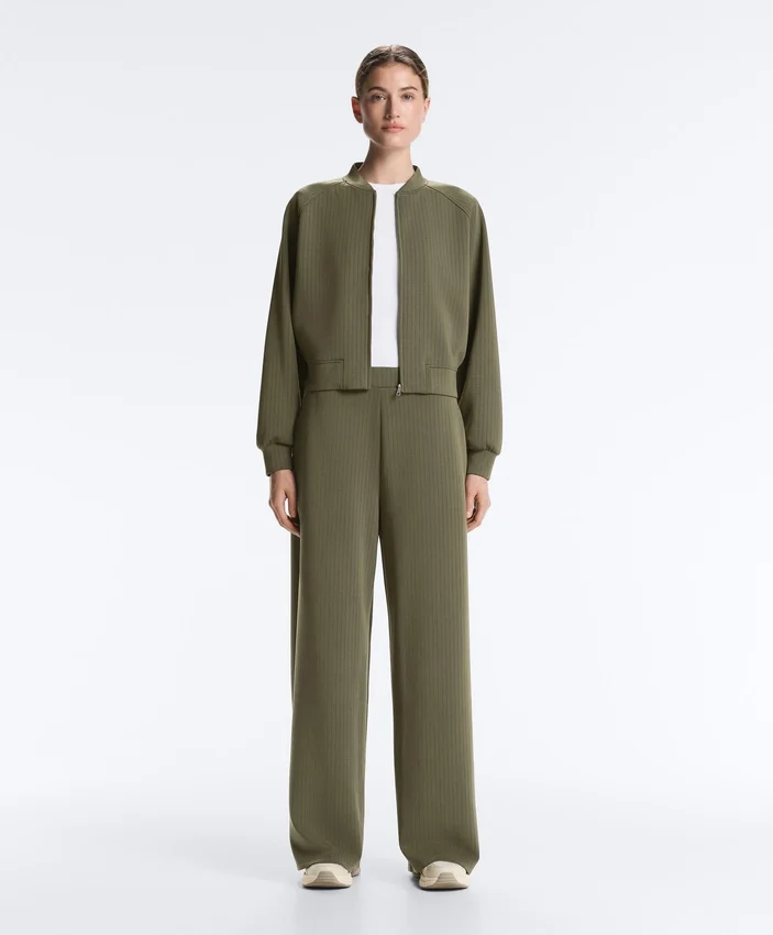 Striped Bomber Jacket with Soft-Touch Modal Striped Bomber Jacket with Soft-Touch Modal