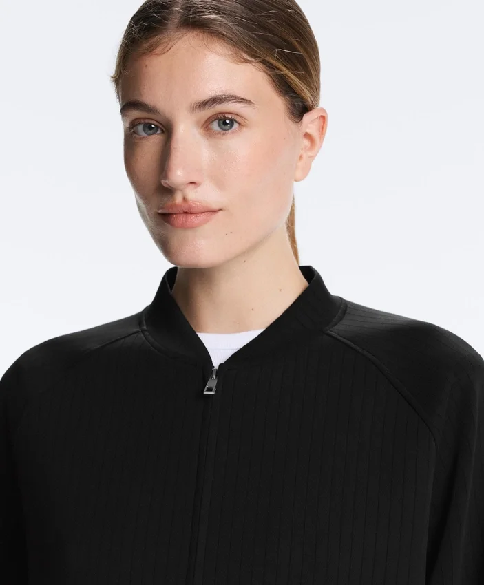 Striped Bomber Jacket with Soft-Touch Modal Striped Bomber Jacket with Soft-Touch Modal