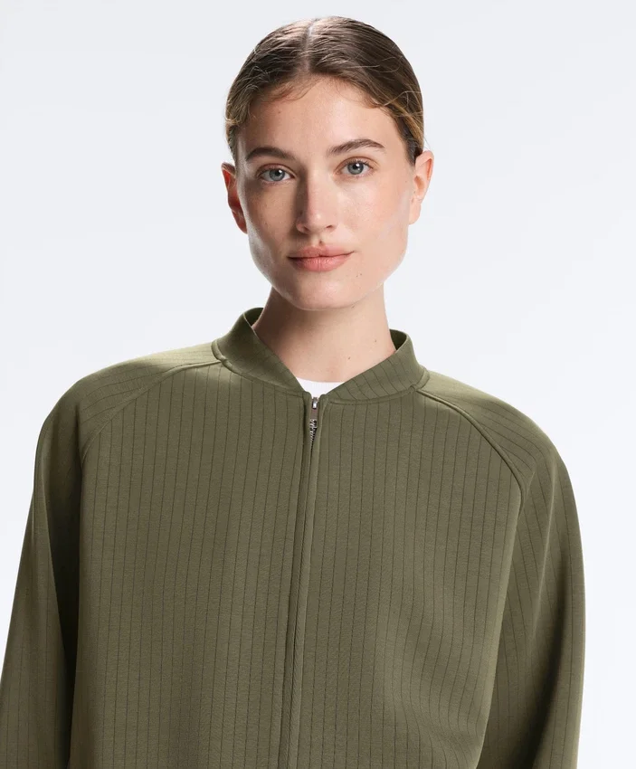 Striped Bomber Jacket with Soft-Touch Modal Striped Bomber Jacket with Soft-Touch Modal