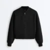Striped Bomber Jacket with Soft-Touch Modal Striped Bomber Jacket with Soft-Touch Modal