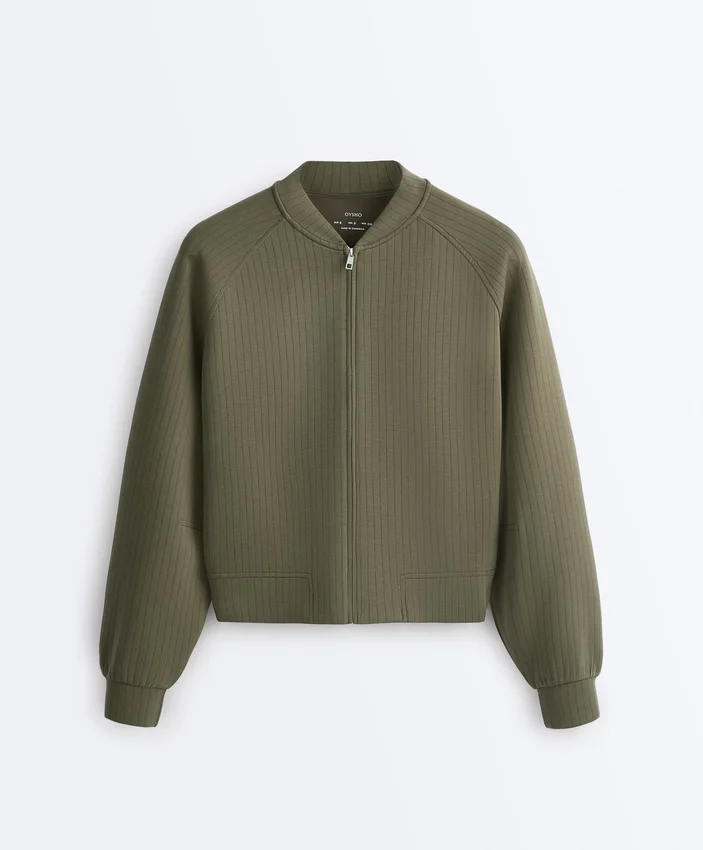 Striped Bomber Jacket with Soft-Touch Modal Striped Bomber Jacket with Soft-Touch Modal