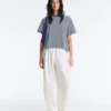 Striped Boxy Short Sleeve Cotton Blend T-Shirt Striped Boxy Short Sleeve Cotton Blend T-Shirt