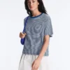 Striped Boxy Short Sleeve Cotton Blend T-Shirt Striped Boxy Short Sleeve Cotton Blend T-Shirt